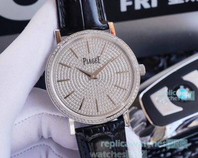 Swiss 9015 Repica Piaget Altiplano All Silver Diamond Dial Watch 40mm